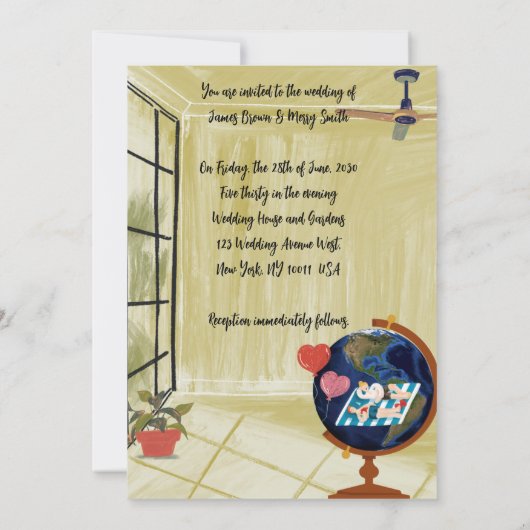 Love's Vision: Dromen rond de Aarde Bruiloft Kaart (Achterkant)