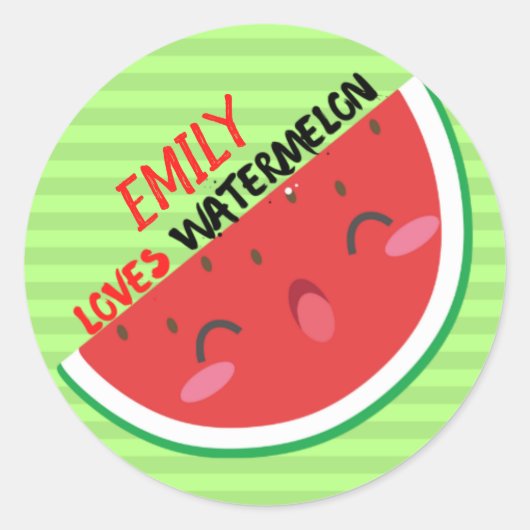Loves Watermeloen, Watermeloen Naam Sticker (Voorkant)
