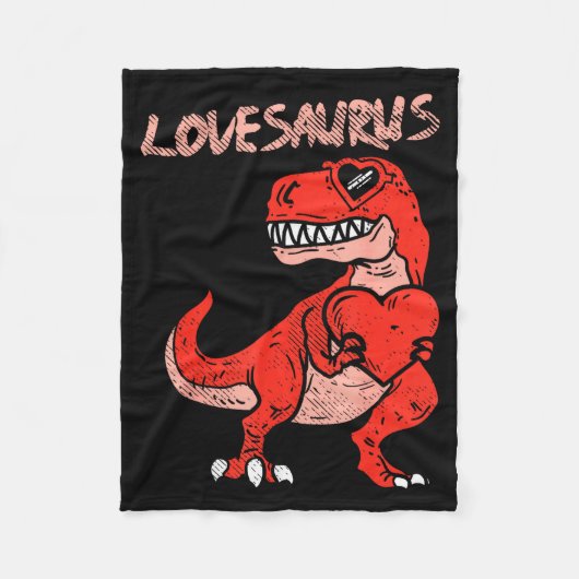 Lovesaurus Trex Dinosaur Heart Cute Valentines Day Fleece Deken (Voorkant)