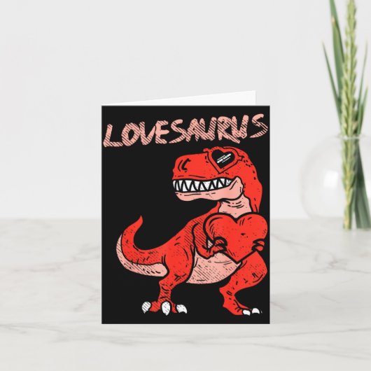 Lovesaurus Trex Dinosaur Heart Cute Valentines Day Kaart (Voorkant)