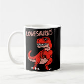 Lovesaurus Trex Dinosaur Heart Cute Valentines Day Koffiemok (Links)