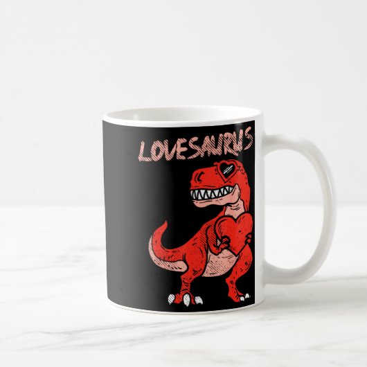 Lovesaurus Trex Dinosaur Heart Cute Valentines Day Koffiemok (Rechts)