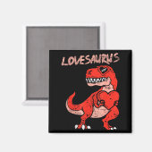 Lovesaurus Trex Dinosaur Heart Cute Valentines Day Magneet (Voorkant / Achterkant)