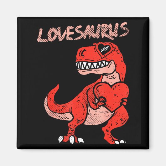 Lovesaurus Trex Dinosaur Heart Cute Valentines Day Magneet (Voorkant)
