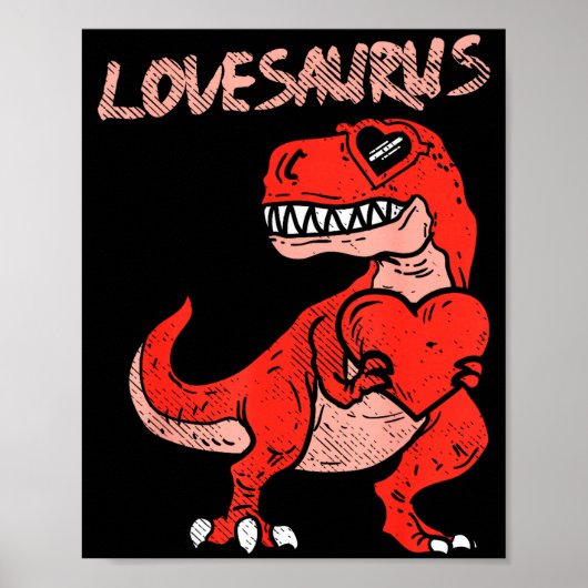 Lovesaurus Trex Dinosaur Heart Cute Valentines Day Poster (Voorkant)