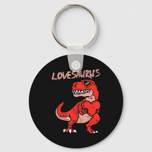 Lovesaurus Trex Dinosaur Heart Cute Valentines Day Sleutelhanger (Voorkant)