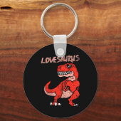 Lovesaurus Trex Dinosaur Heart Cute Valentines Day Sleutelhanger (Voorkant)