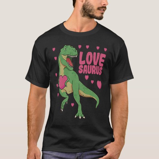 Lovesaurus Valentijnsdag Dinosaur Trex Valentijn T-shirt (Voorkant)
