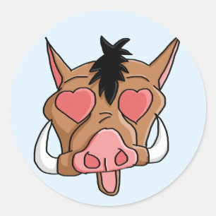 Lovestruck Pork Chop Emoji Ronde Sticker