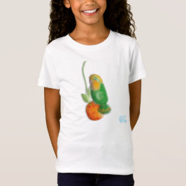 Lovevogel met shirt ter illustratie van abrikozen