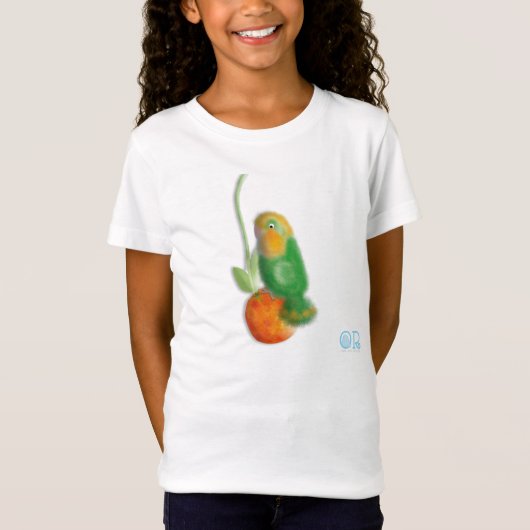 Lovevogel met shirt ter illustratie van abrikozen (Voorkant)