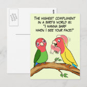 Lovevogelpapegaai en vogelweg vertellen dat ik van briefkaart (Voorkant / Achterkant)