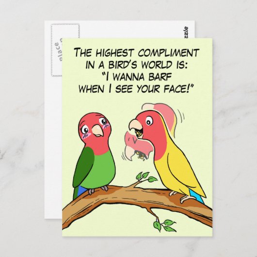 Lovevogelpapegaai en vogelweg vertellen dat ik van briefkaart (Voorkant / Achterkant)