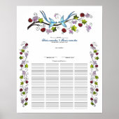 Lovevogels, 120 gasten Quaker Wedding Certiicate Poster (Voorkant)