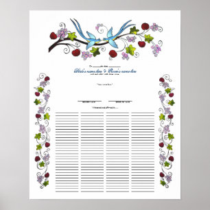 Lovevogels, 120 gasten Quaker Wedding Certiicate Poster