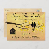 Lovevogels 50e Jubileum sparen de datum Aankondigingskaart (Voorkant / Achterkant)