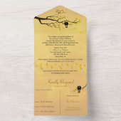 Lovevogels 50th Golden Wedding Jubileum All In One Uitnodiging (Binnen)