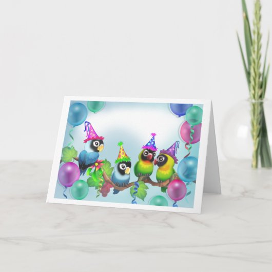 Lovevogels Birthday Kaart (Voorkant)
