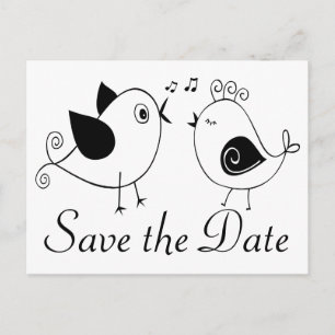 Lovevogels Black White Wedding Save the Date Briefkaart