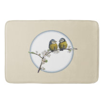 Lovevogels cherry blossom branch retro cirkel beig