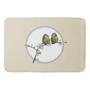 Lovevogels cherry blossom branch retro cirkel beig badmat