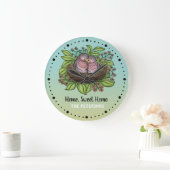 Lovevogels Couple in Nest Home Sweet Home Grote Klok (Huis)