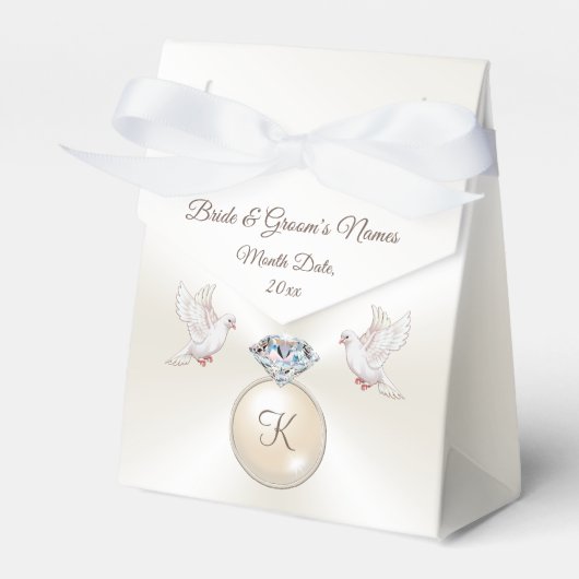 Lovevogels Diamond Personalized Wedding Favor Boxe Bedankdoosjes (Voorkant Zijde)