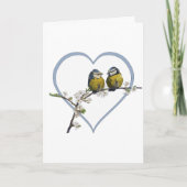 Lovevogels die op een torenbloesovenhart zitten kaart (Voorkant)