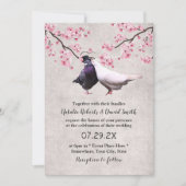 Lovevogels en Cherry Blossom Floral Wedding Kaart (Voorkant)