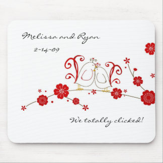 Lovevogels en Cherry Blossom Muismat