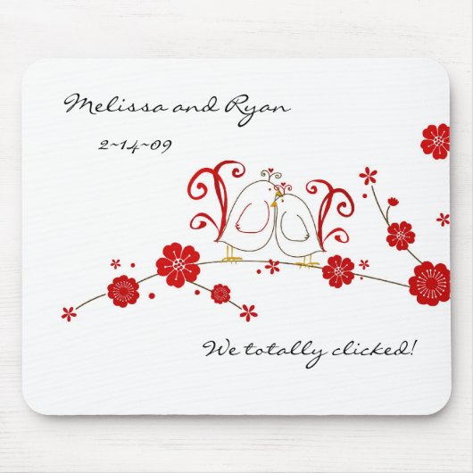 Lovevogels en Cherry Blossom Muismat (Voorkant)