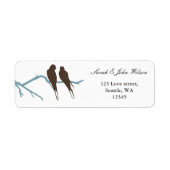 lovevogels mocha bruiloft, retour address label (Voorkant)