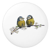 Lovevogels op een kerry blossom tak wit keramische knop (Voorkant)