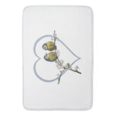 Lovevogels op een kersenbloesem tak wit badmat (Voorkant Verticaal)