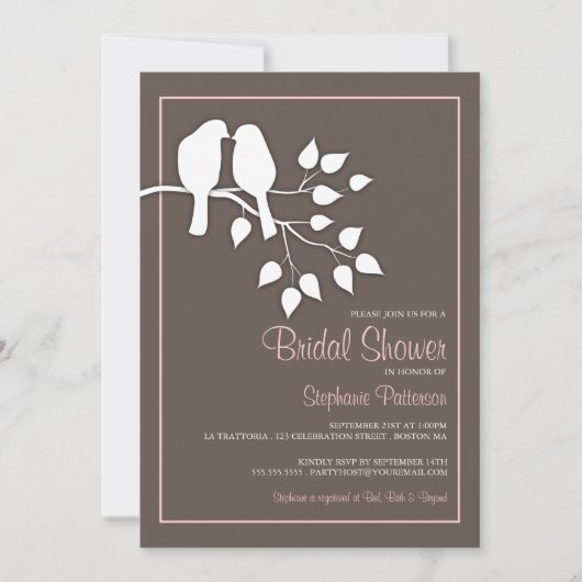 Lovevogels op een uitnodiging van de Bridal van de (Voorkant)