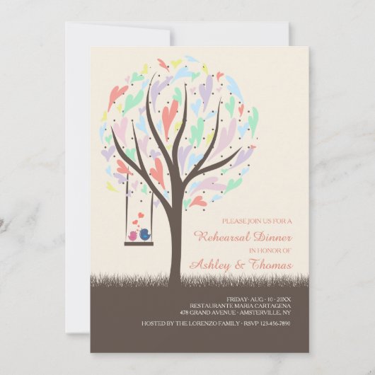 Lovevogels op een uitnodiging voor het uitzetten v (Voorkant)