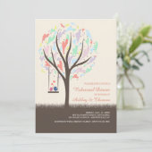 Lovevogels op een uitnodiging voor het uitzetten v (Staand voorkant)