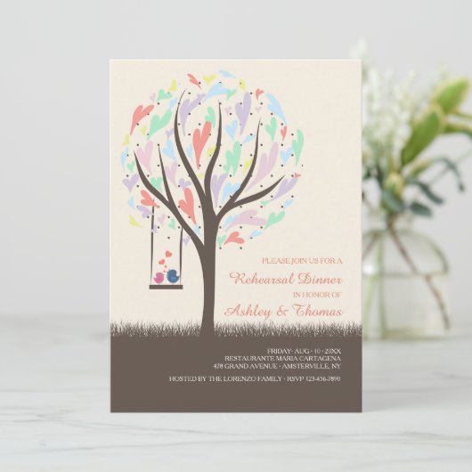 Lovevogels op een uitnodiging voor het uitzetten v (Staand voorkant)