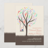 Lovevogels op een uitnodiging voor het uitzetten v (Voorkant / Achterkant)