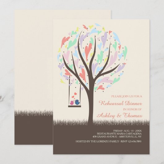 Lovevogels op een uitnodiging voor het uitzetten v (Voorkant / Achterkant)