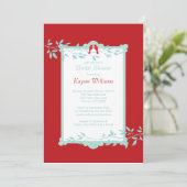 Lovevogels op rood Vrijgezellenfeest Kaart (Staand voorkant)