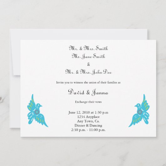 Lovevogels Papel Picado Weddenschap Kaart (Achterkant)