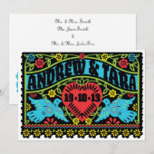 Lovevogels Papel Picado Weddenschap Kaart (Voorkant / Achterkant)