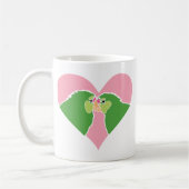 Lovevogels Roze Heart Green Parrots Clipart Koffiemok (Links)