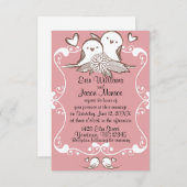 Lovevogels Roze Weddenschap Kaart (Voorkant / Achterkant)