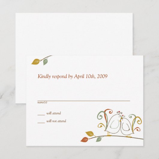 Lovevogels RSVP-kaart RSVP Kaartje (Voorkant / Achterkant)