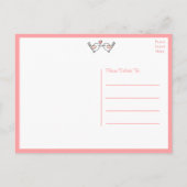 Lovevogels Stomme Tortelduifjes Roze bruiloft Dank Briefkaart (Achterkant)