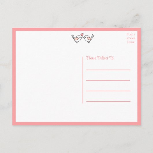 Lovevogels Stomme Tortelduifjes Roze bruiloft Dank Briefkaart (Achterkant)