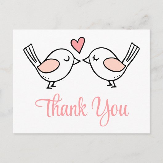 Lovevogels Stomme Tortelduifjes Roze bruiloft Dank Briefkaart (Voorkant)