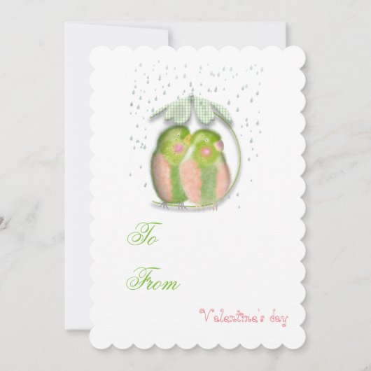 Lovevogels Valentijnse liefdesuitnodiging. Kaart (Voorkant)